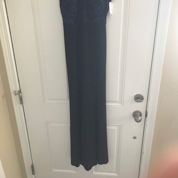 LAST DAYS Morgan & Co Long Black/Blue Gown - Picture 6 of 7